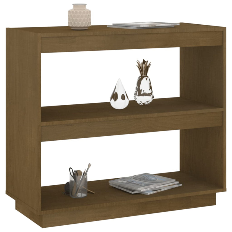 vidaXL mézbarna tömör fenyőfa könyvszekrény 80 x 35 x 71 cm