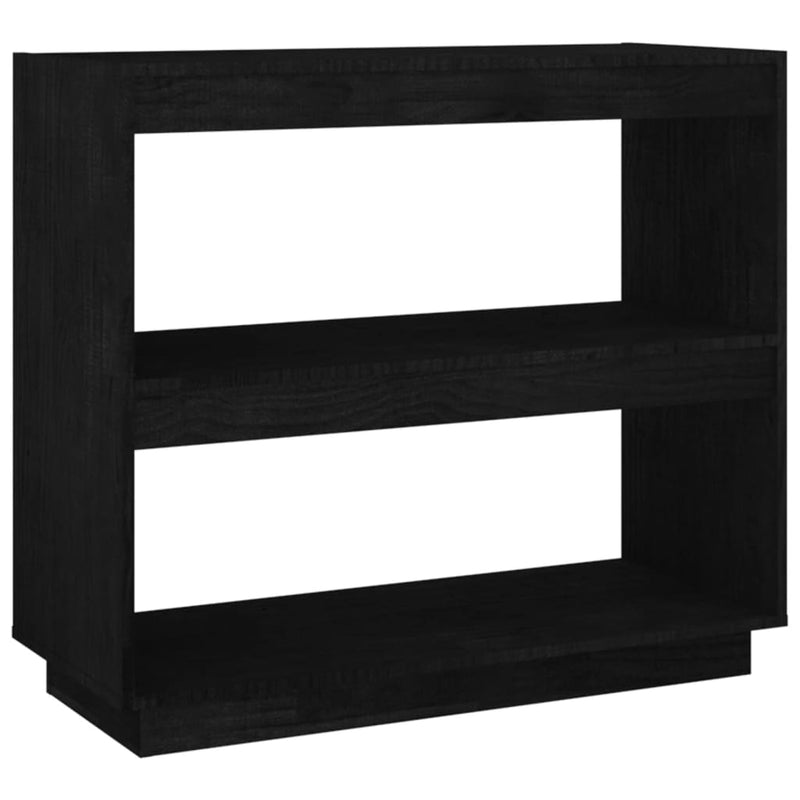 vidaXL fekete tömör fenyőfa könyvszekrény 80 x 35 x 71 cm