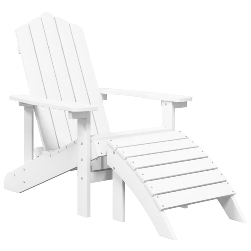 vidaXL fehér HDPE kerti adirondack szék lábtartóval