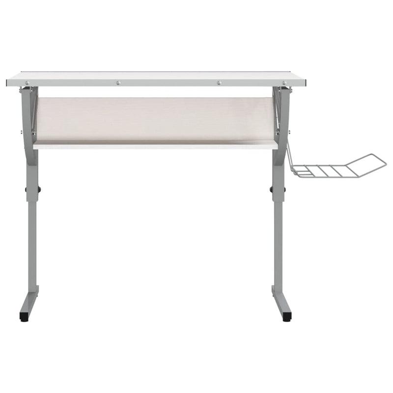 vidaXL fehér-szürke szerelt fa és acél íróasztal 110 x 53 x (58-87) cm