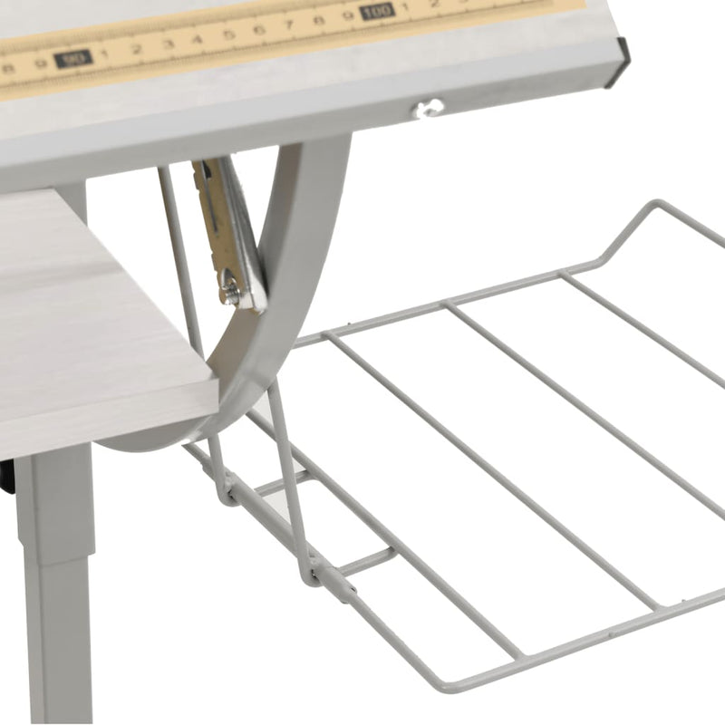 vidaXL fehér-szürke szerelt fa és acél íróasztal 110 x 53 x (58-87) cm