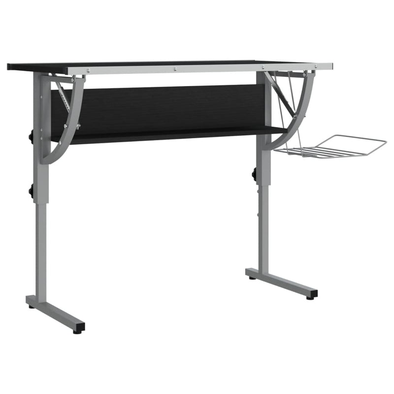 vidaXL fekete-szürke szerelt fa és acél íróasztal 110x53x(58-87) cm
