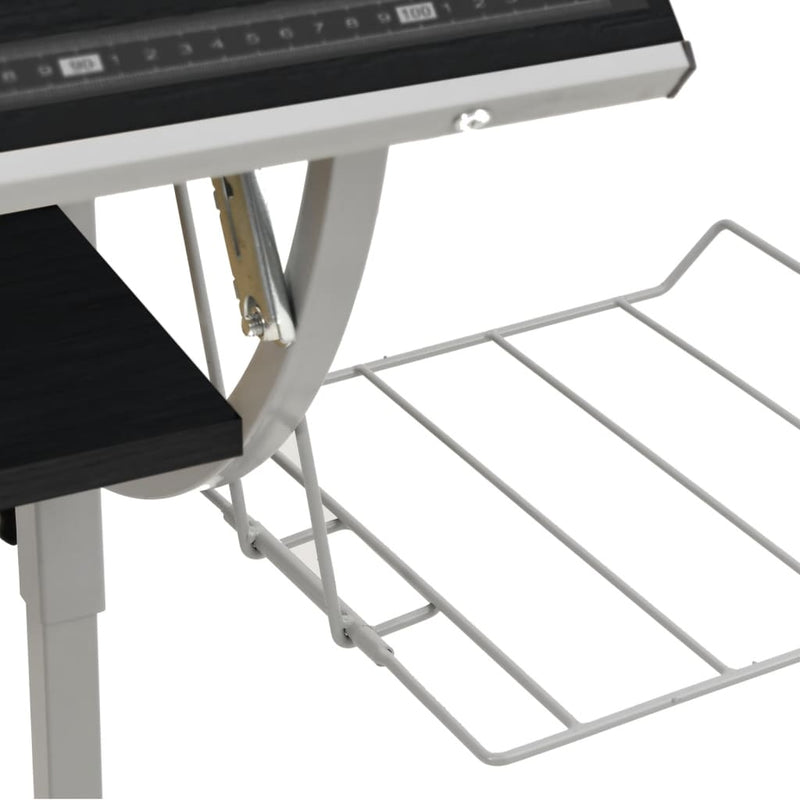 vidaXL fekete-szürke szerelt fa és acél íróasztal 110x53x(58-87) cm