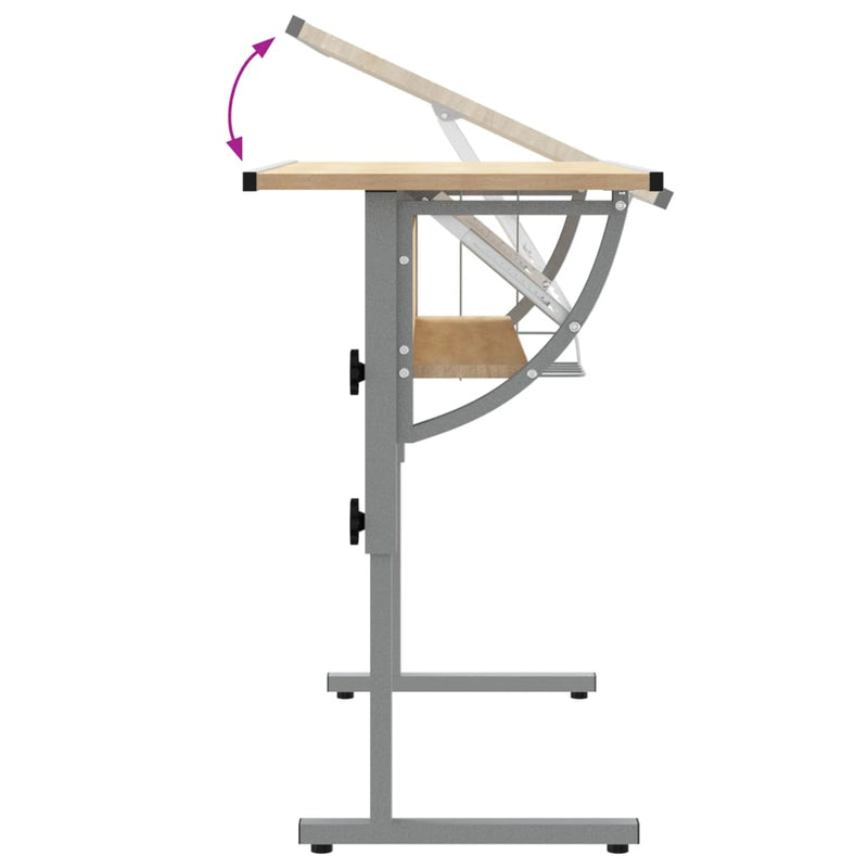 vidaXL sonoma-szürke szerelt fa és acél íróasztal 110x53x(58-87) cm
