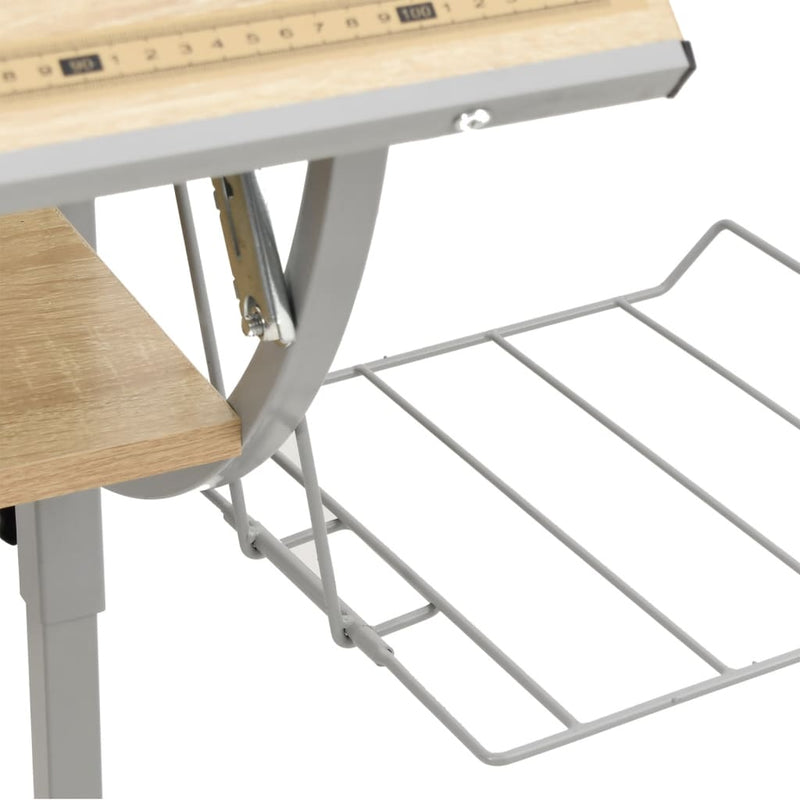 vidaXL sonoma-szürke szerelt fa és acél íróasztal 110x53x(58-87) cm