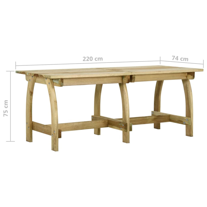 vidaXL impregnált fenyőfa kerti asztal 220 x 74 x 75 cm