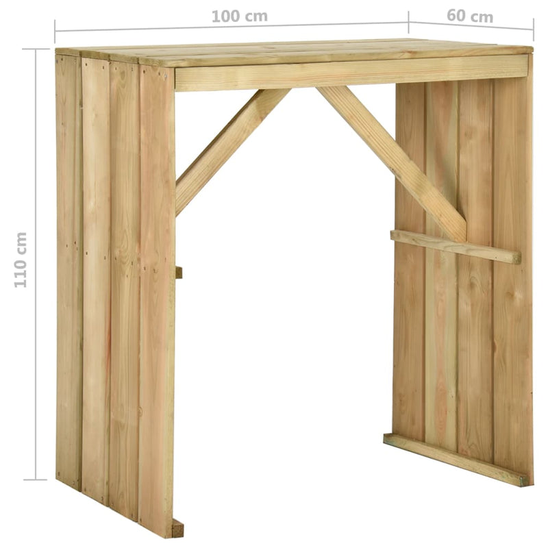 vidaXL impregnált fenyőfa bárasztal 100 x 60 x 110 cm
