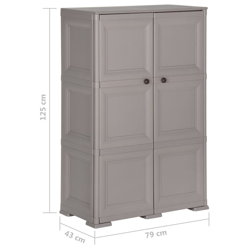 vidaXL szürke fahatású műanyag szekrény 79 x 43 x 125 cm