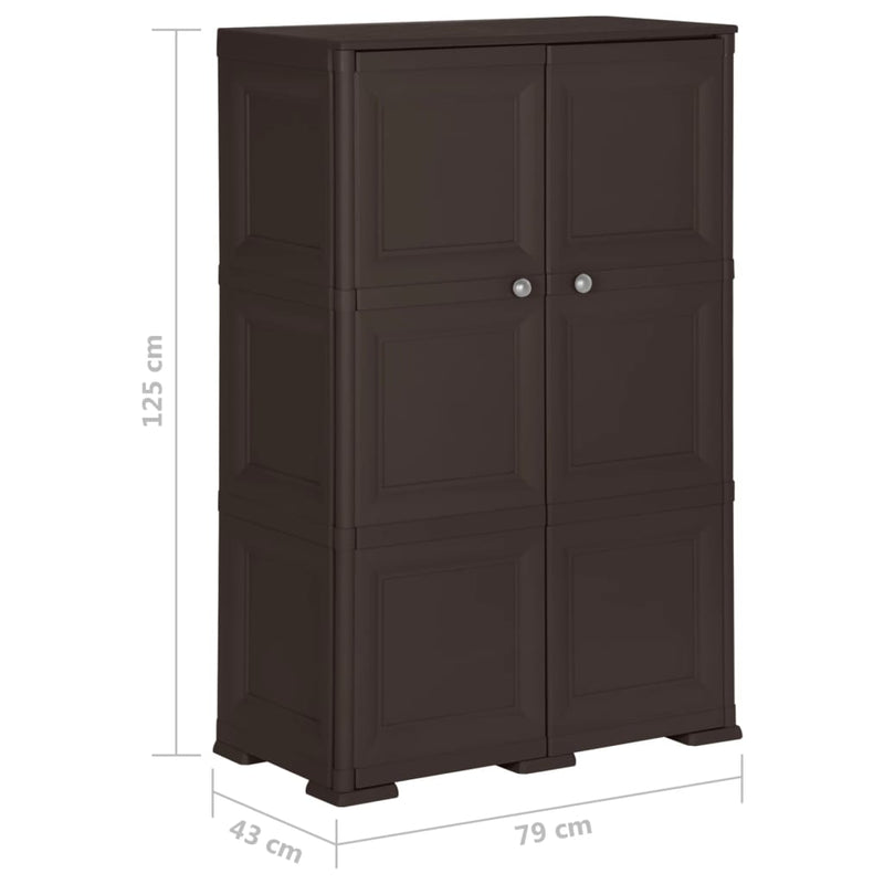 vidaXL barna fahatású műanyag szekrény 79 x 43 x 125 cm