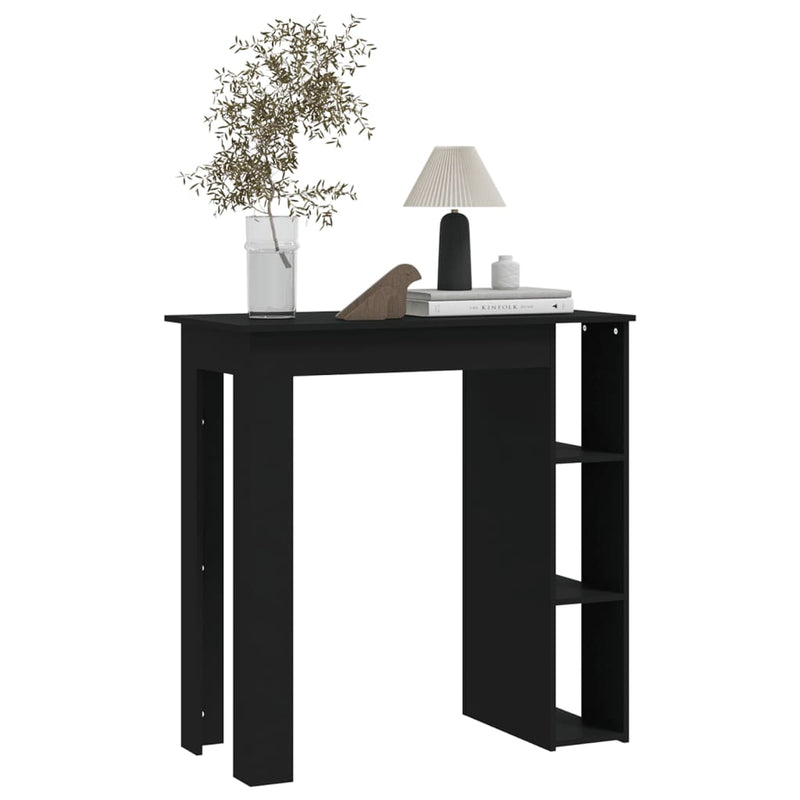 vidaXL fekete szerelt fa bárasztal polccal 102 x 50 x 103,5 cm