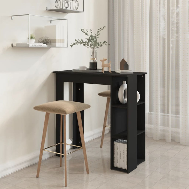 vidaXL fekete szerelt fa bárasztal polccal 102 x 50 x 103,5 cm
