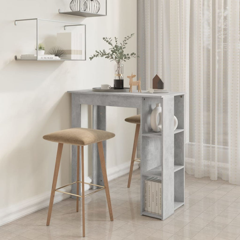 vidaXL betonszürke szerelt fa bárasztal polccal 102 x 50 x 103,5 cm
