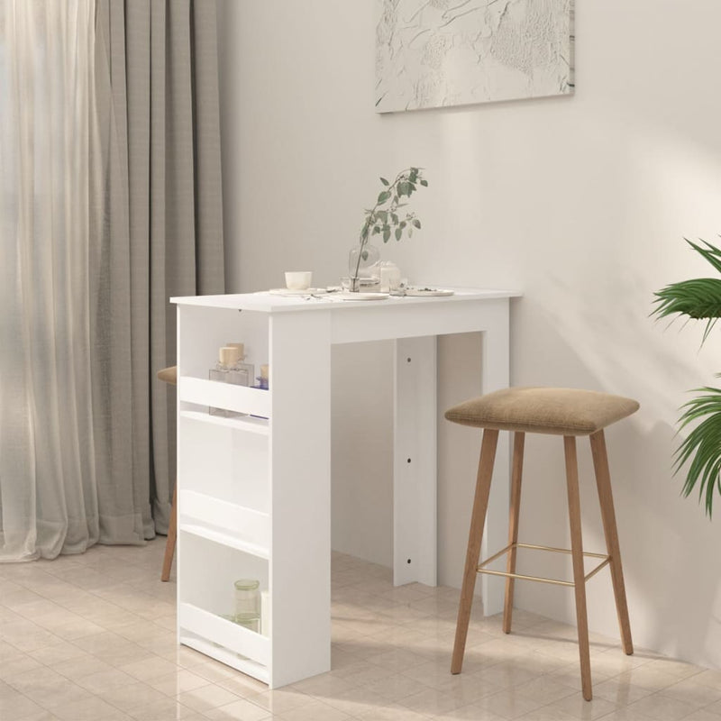 vidaXL fehér szerelt fa bárasztal tárolórekesszel 102 x 50 x 103,5 cm