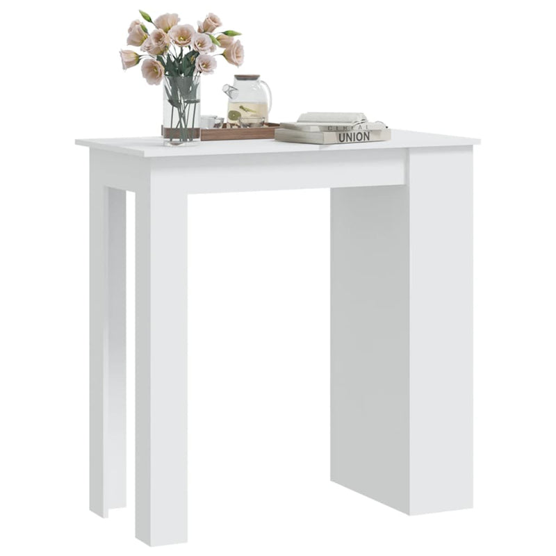 vidaXL fehér szerelt fa bárasztal tárolórekesszel 102 x 50 x 103,5 cm
