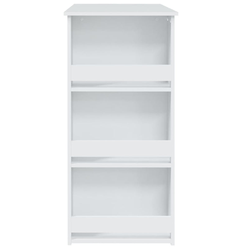 vidaXL fehér szerelt fa bárasztal tárolórekesszel 102 x 50 x 103,5 cm