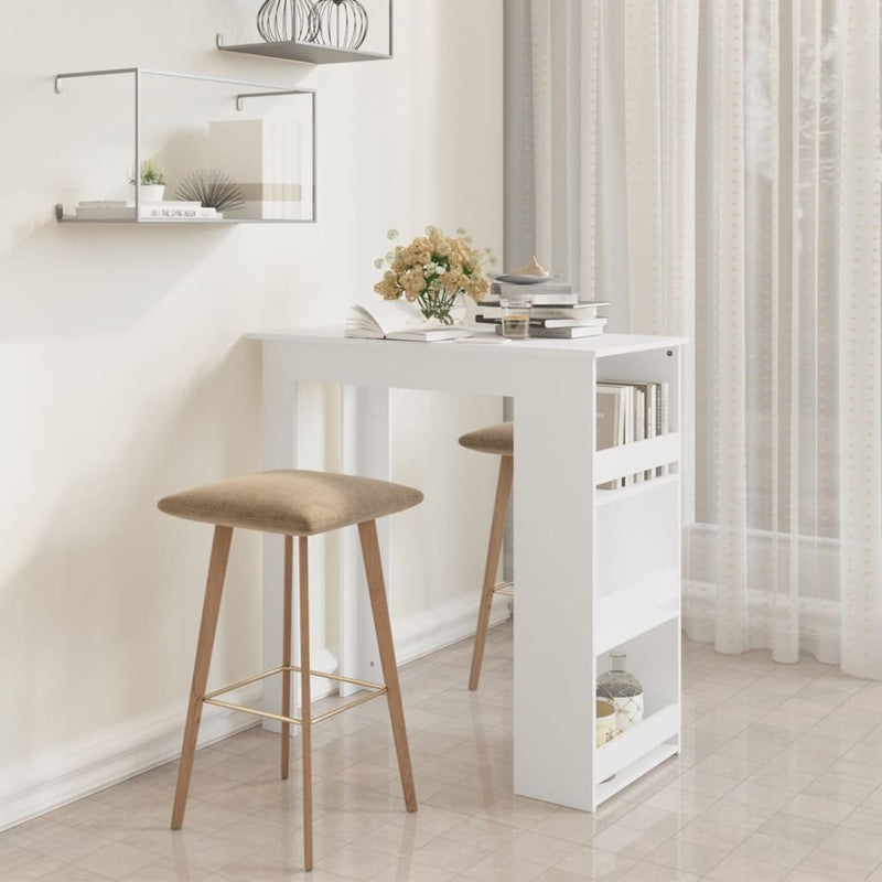 vidaXL fehér szerelt fa bárasztal tárolórekesszel 102 x 50 x 103,5 cm