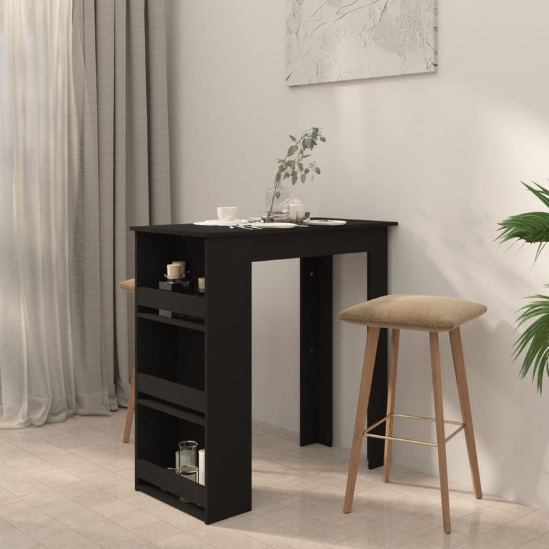vidaXL fekete szerelt fa bárasztal tárolórekesszel 102 x 50 x 103,5 cm