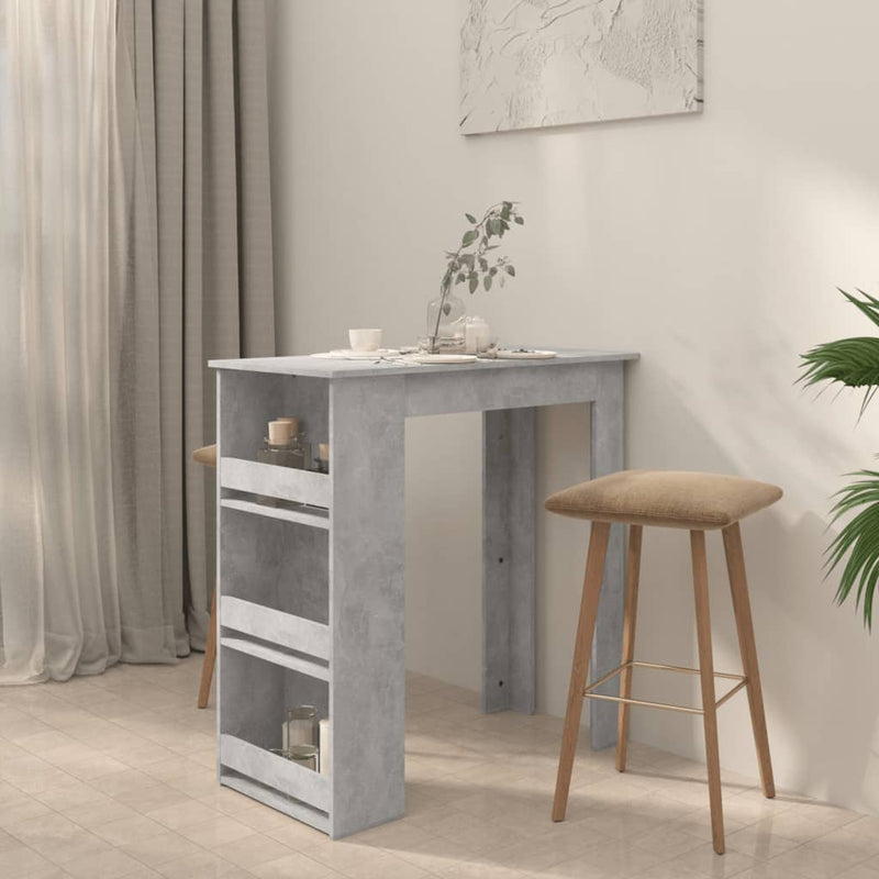 vidaXL betonszürke bárasztal tárolópolccal 102 x 50 x 103,5 cm