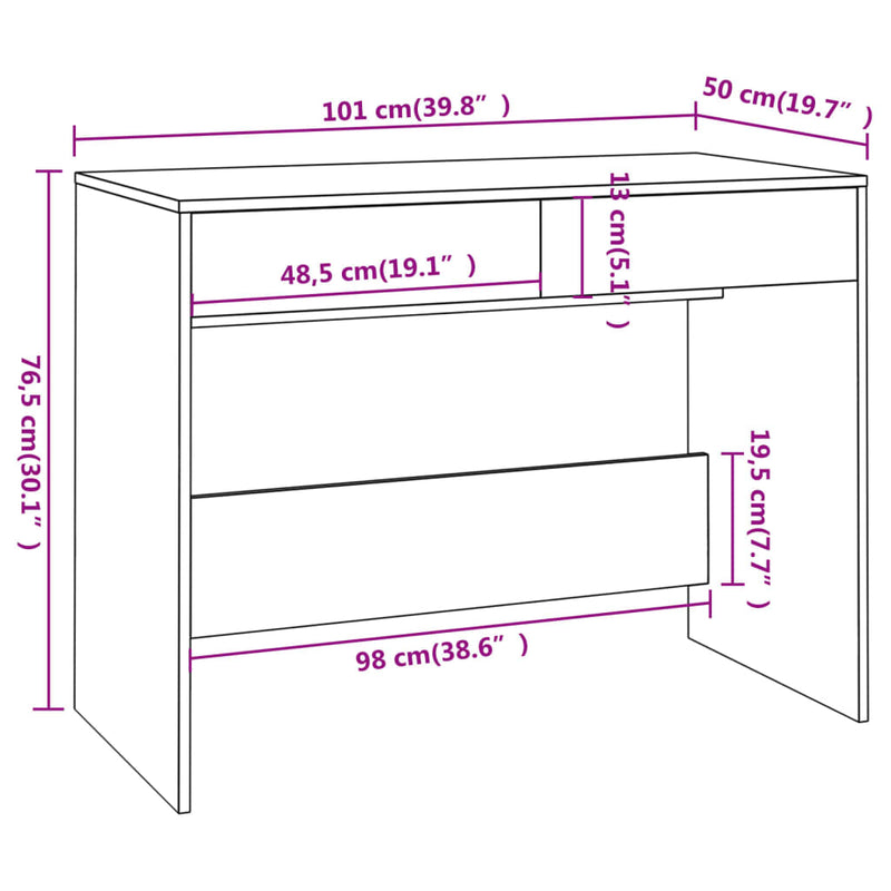 vidaXL betonszürke szerelt fa íróasztal 101x50x76,5 cm
