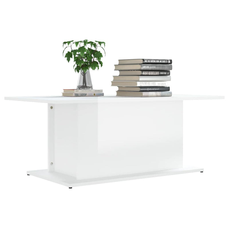 vidaXL magasfényű fehér szerelt fa dohányzóasztal 102x55,5x40 cm