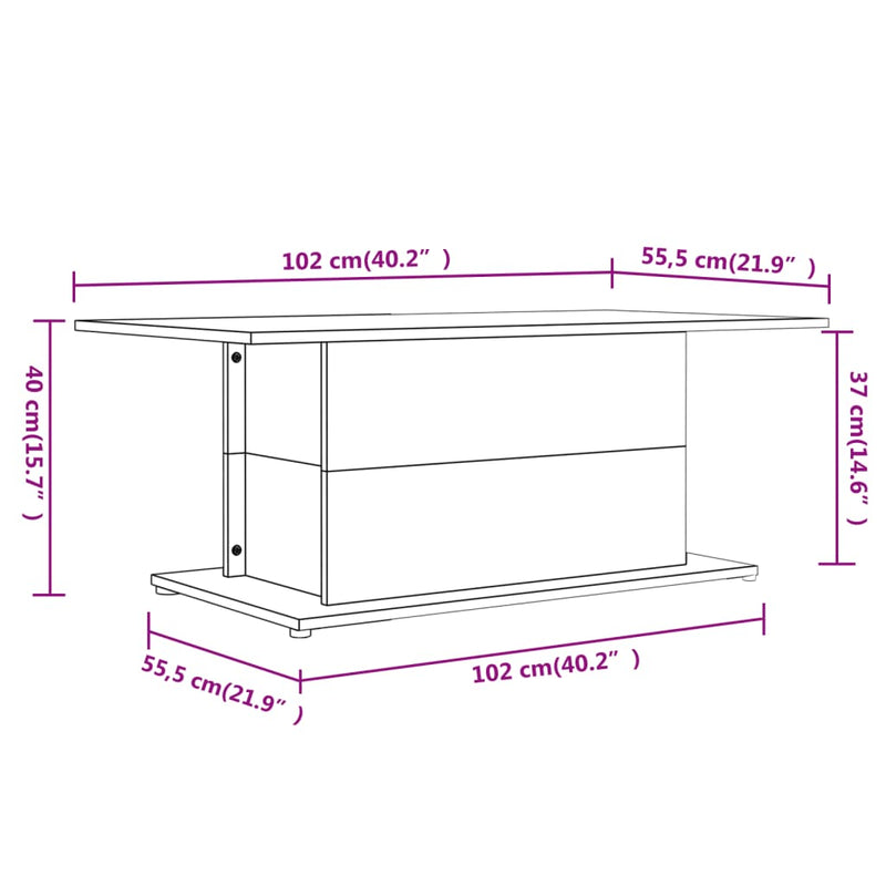 vidaXL magasfényű fehér szerelt fa dohányzóasztal 102x55,5x40 cm