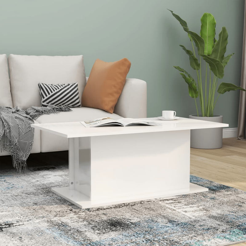 vidaXL magasfényű fehér szerelt fa dohányzóasztal 102x55,5x40 cm