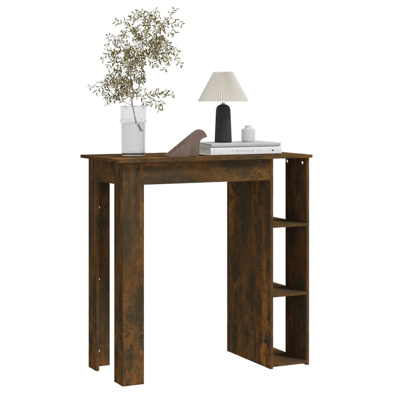vidaXL füstös tölgy színű szerelt fa bárasztal polccal 102x50x103,5 cm