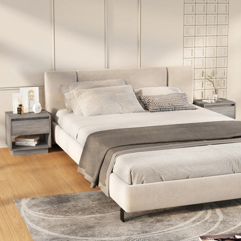 vidaXL 2 db szürke sonoma színű szerelt fa éjjeliszekrény 45x34x44 cm