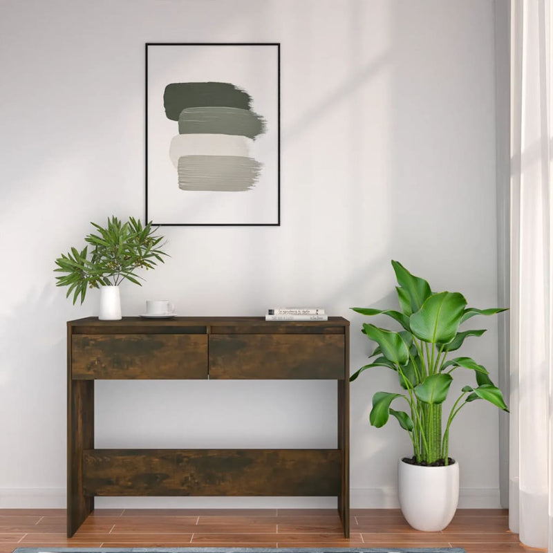 vidaXL füstös tölgy színű szerelt fa tálalóasztal 100x35x76,5 cm