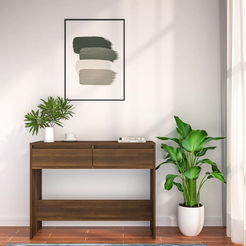 vidaXL barna tölgyszínű szerelt fa dohányzóasztal 100x35x76,5 cm
