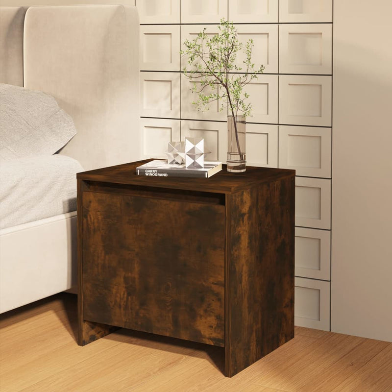 vidaXL 2 db füstös tölgy színű szerelt fa éjjeliszekrény 45x34x44,5 cm