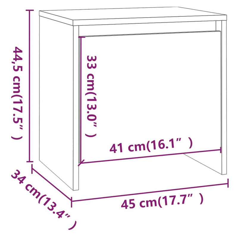 vidaXL 2 db füstös tölgy színű szerelt fa éjjeliszekrény 45x34x44,5 cm