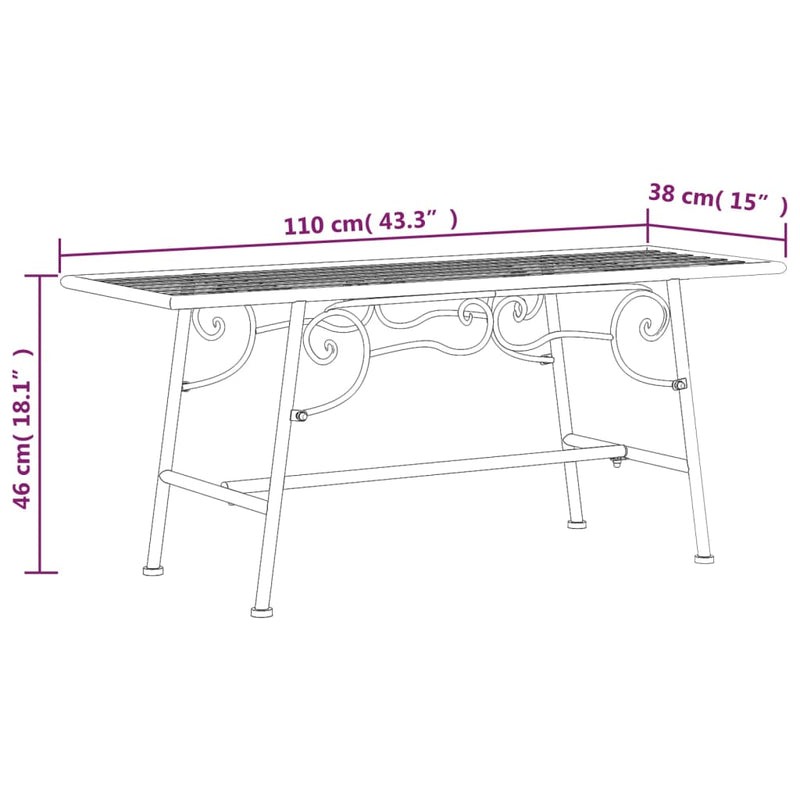 vidaXL fekete acél fa körüli pad 110 cm