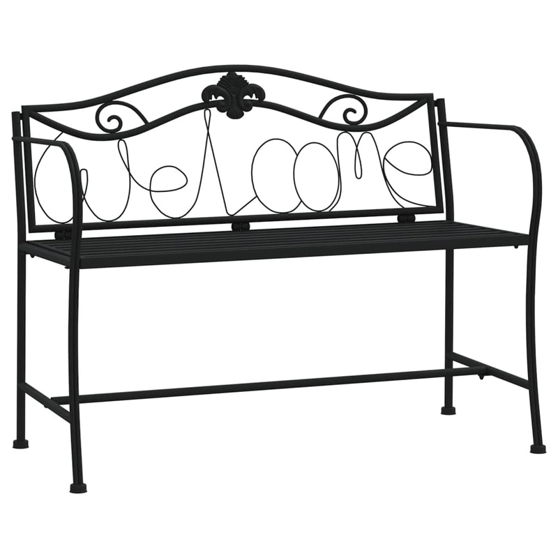 vidaXL kétszemélyes fekete acél kerti pad 104 cm