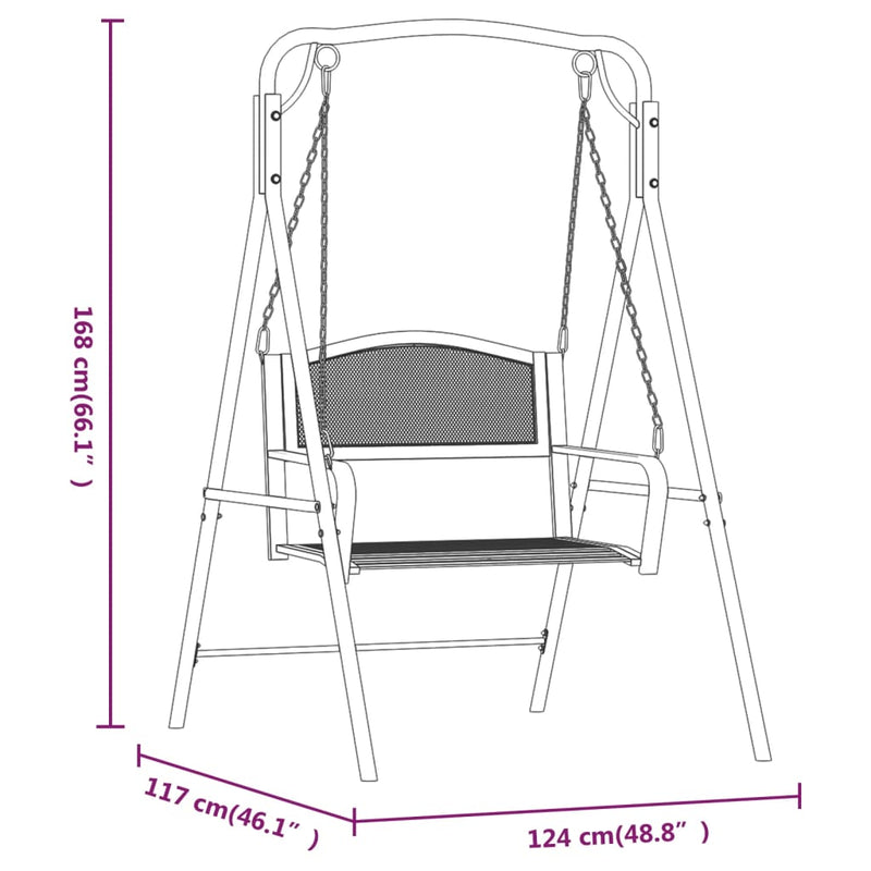 vidaXL fekete acél hintapad 124 cm