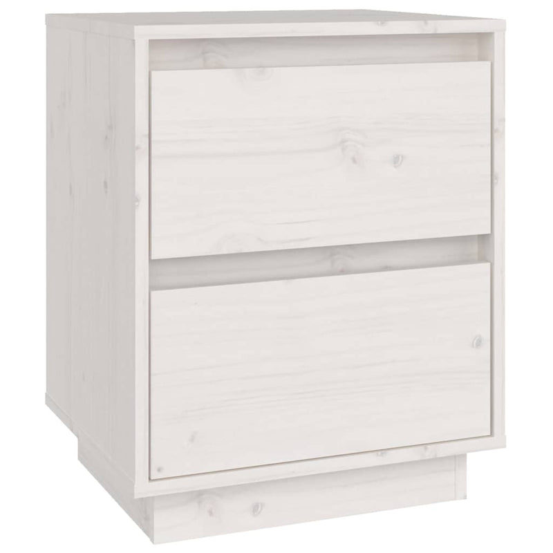 vidaXL 2 db fehér tömör fenyőfa éjjeliszekrény 40 x 35 x 50 cm