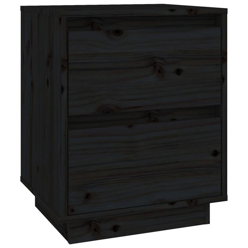 vidaXL 2 db fekete tömör fenyőfa éjjeliszekrény 40 x 35 x 50 cm