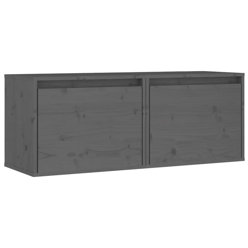 vidaXL 2 darab szürke tömör fenyőfa faliszekrény 45 x 30 x 35 cm