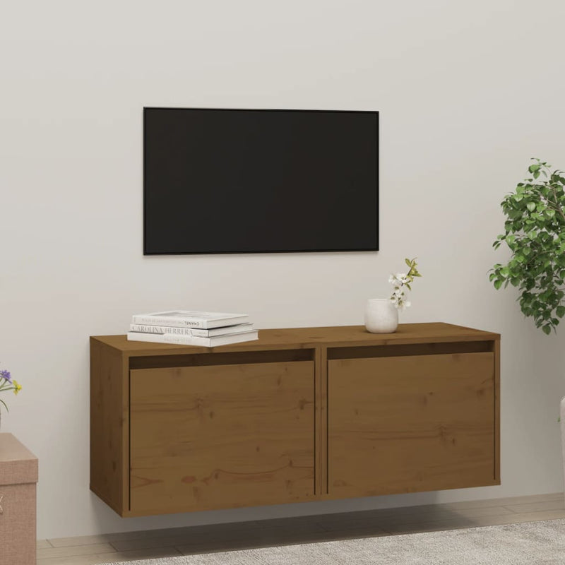 vidaXL 2 darab mézbarna tömör fenyőfa faliszekrény 45 x 30 x 35 cm