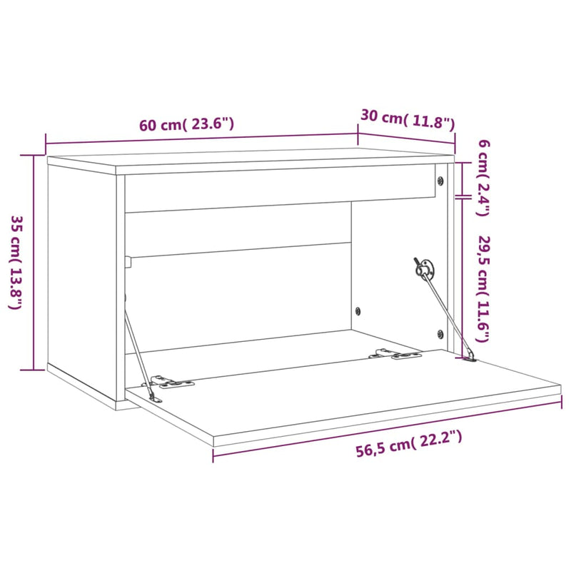 vidaXL mézbarna tömör fenyőfa faliszekrény 60 x 30 x 35 cm