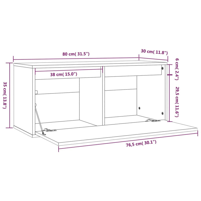 vidaXL tömör fenyőfa faliszekrény 80 x 30 x 35 cm