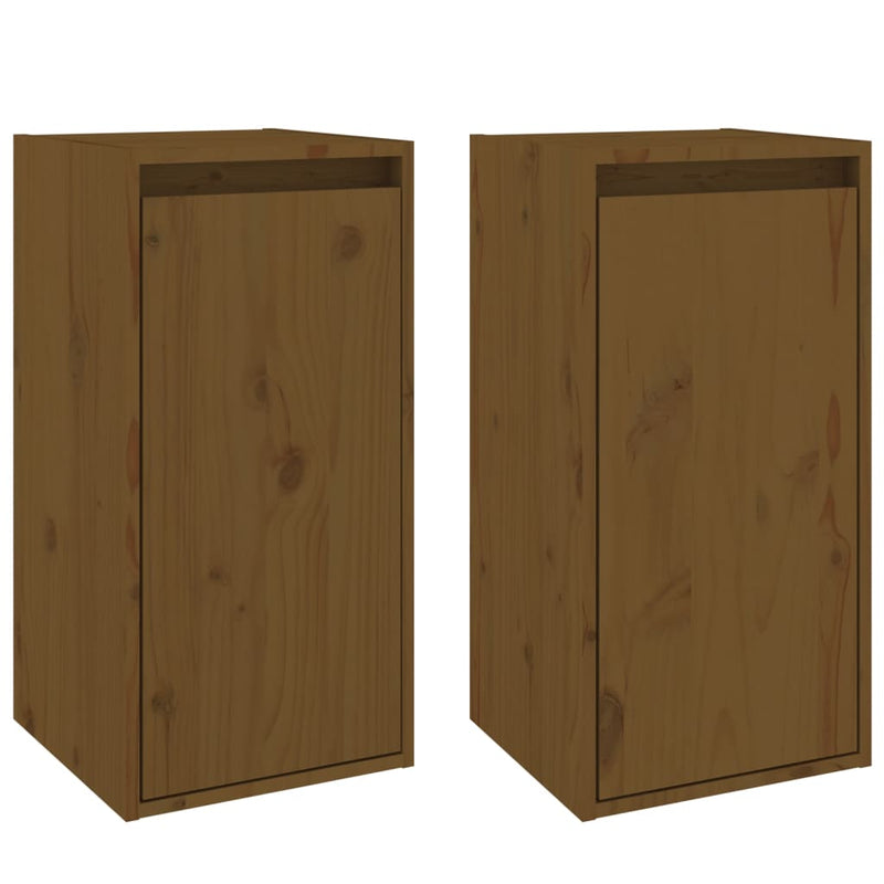 vidaXL 2 db mézbarna tömör fenyőfa faliszekrény 30 x 30 x 60 cm