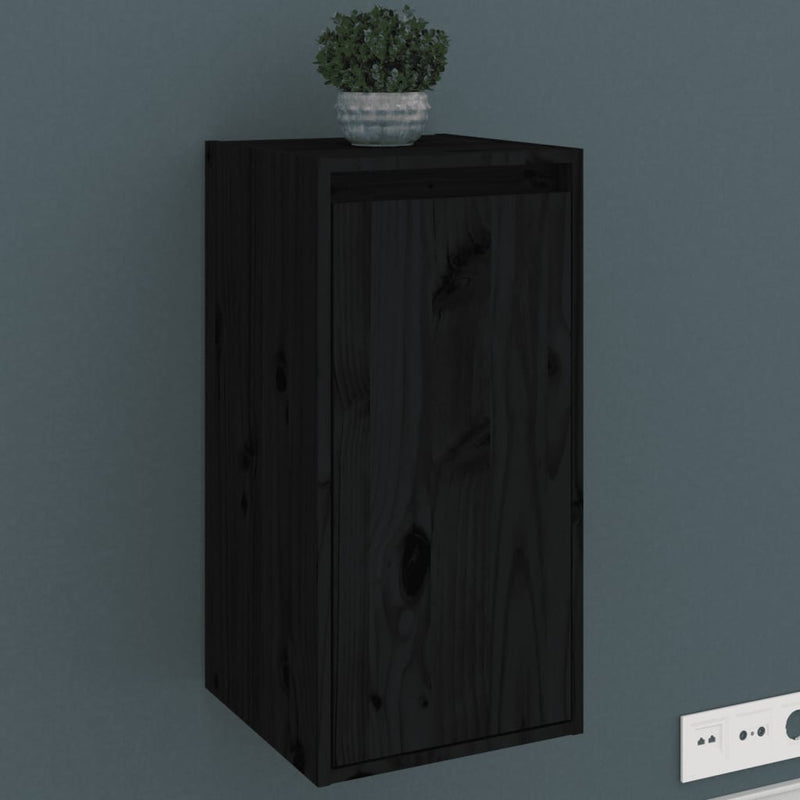 vidaXL 2 db fekete tömör fenyőfa faliszekrény 30 x 30 x 60 cm