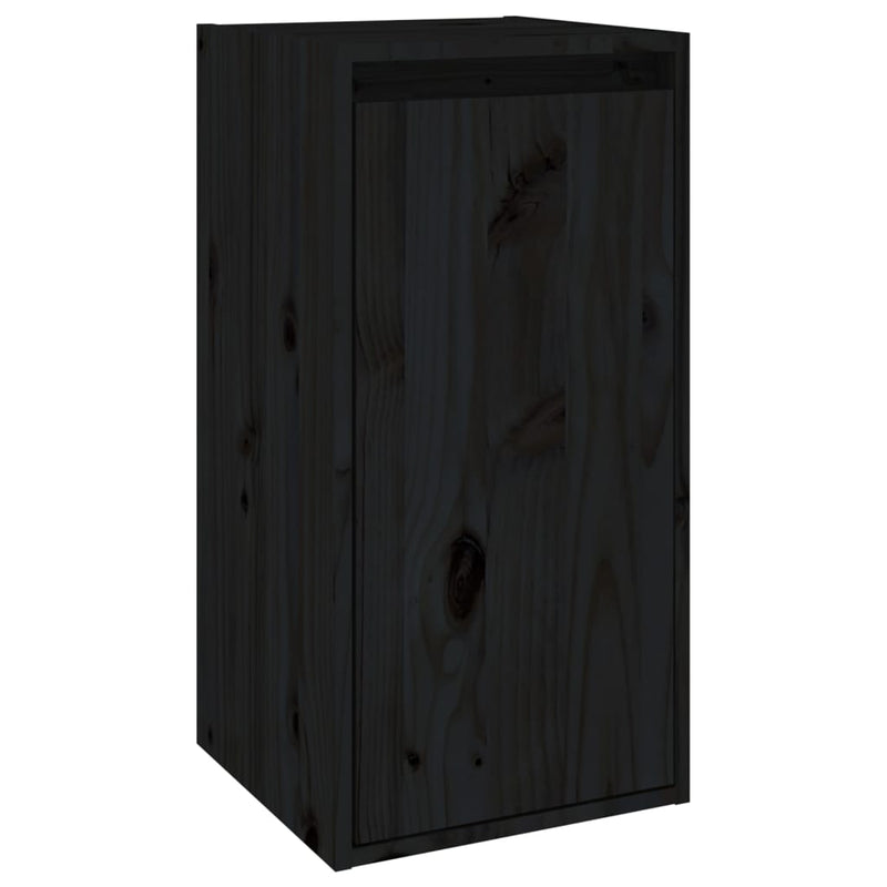 vidaXL 2 db fekete tömör fenyőfa faliszekrény 30 x 30 x 60 cm