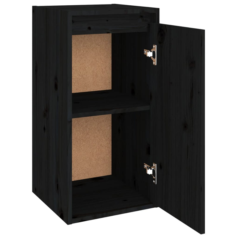vidaXL 2 db fekete tömör fenyőfa faliszekrény 30 x 30 x 60 cm