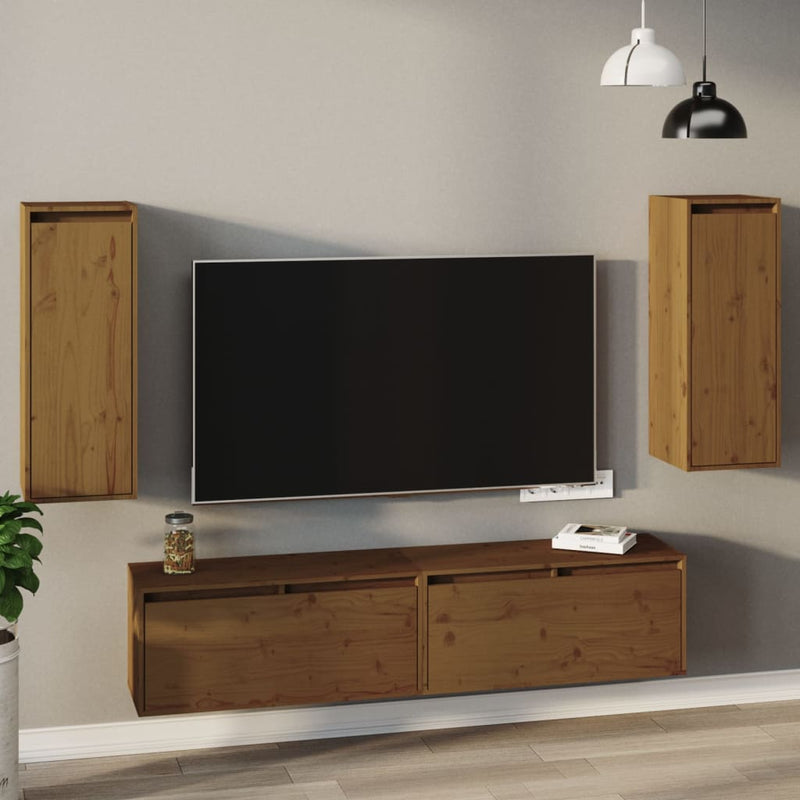 vidaXL 2 darab mézbarna tömör fenyőfa faliszekrény 30 x 30 x 80 cm