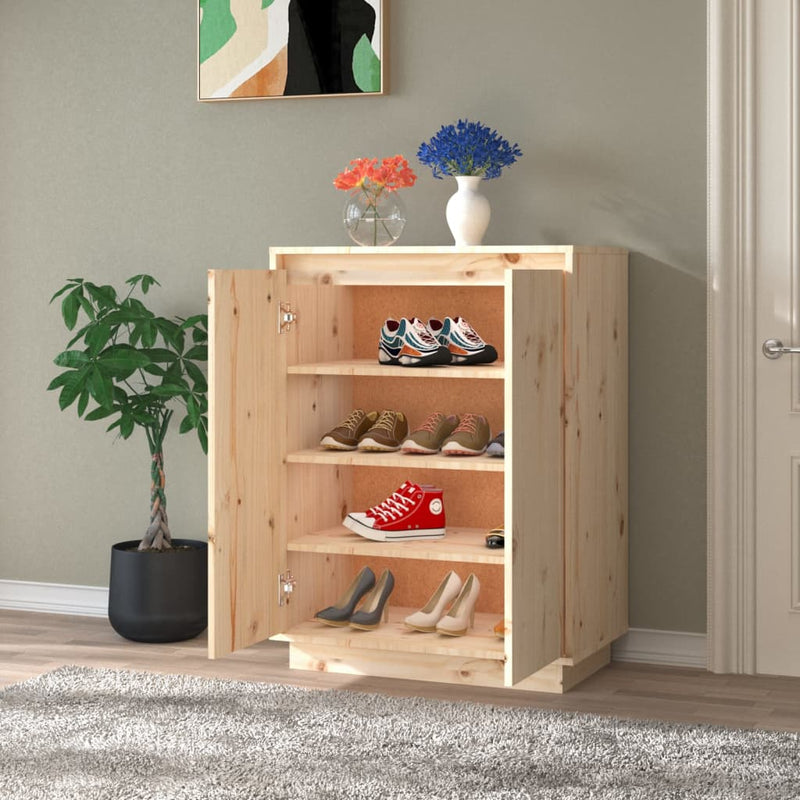 vidaXL tömör fenyőfa cipőszekrény 60 x 35 x 80 cm