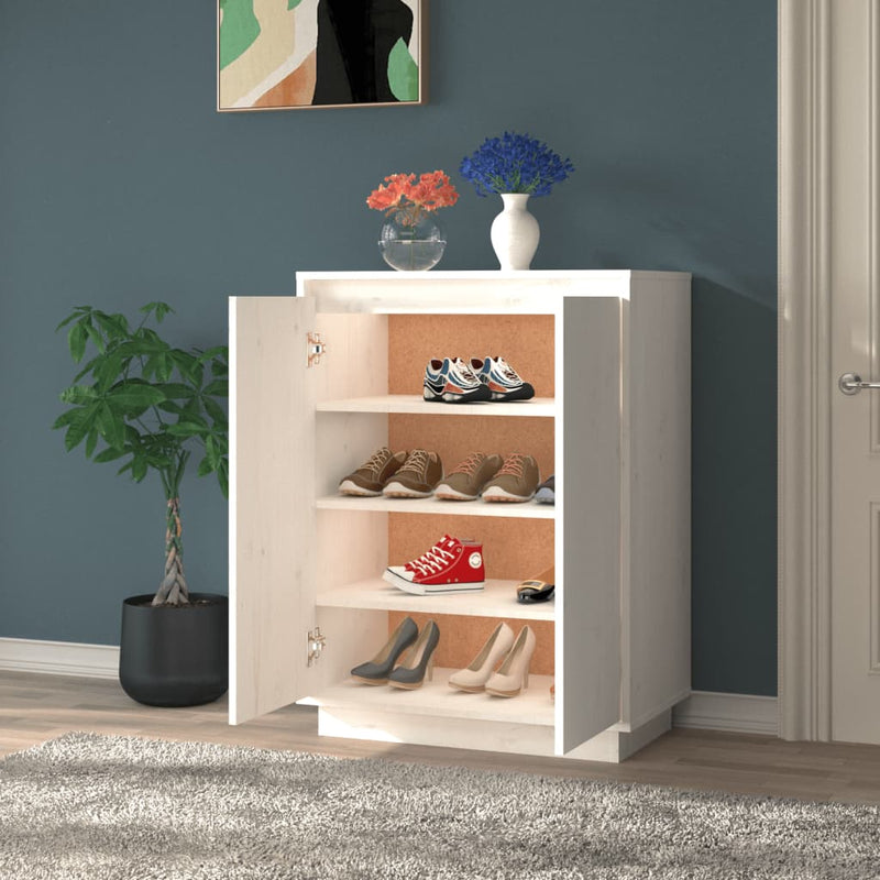 vidaXL fehér tömör fenyőfa cipőszekrény 60 x 35 x 80 cm