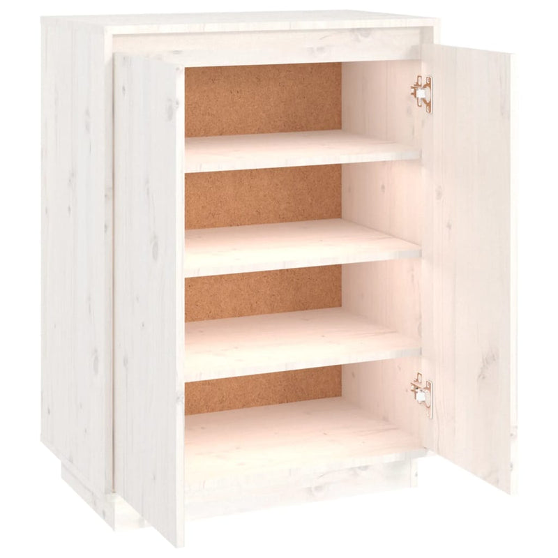 vidaXL fehér tömör fenyőfa cipőszekrény 60 x 35 x 80 cm