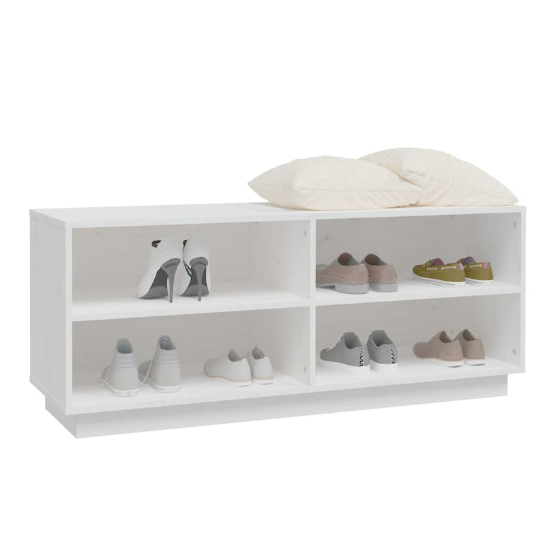 vidaXL fehér tömör fenyőfa cipőszekrény 110 x 34 x 45 cm